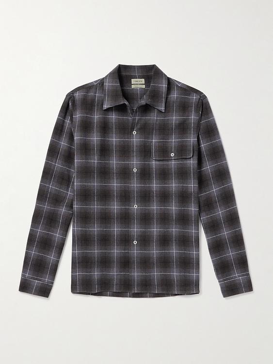 Checkered dark grey flannel shirt from De Bonne Facture