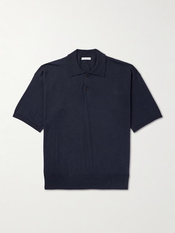 Dark blue short sleeve polo shirt from The Row