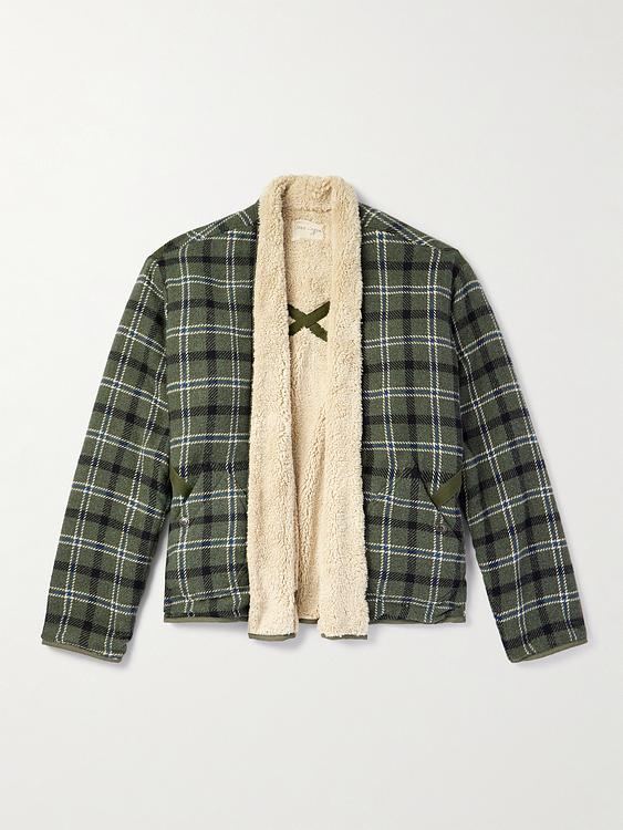 Checkered dark green fleece jacket from Greg Lauren