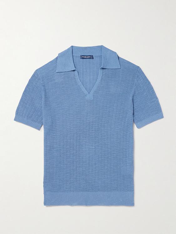 Blue short sleeve polo shirt from Frescobol Carioca