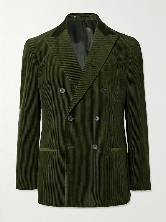 Dark green double-breasted tuxedo jacket from Mr P.