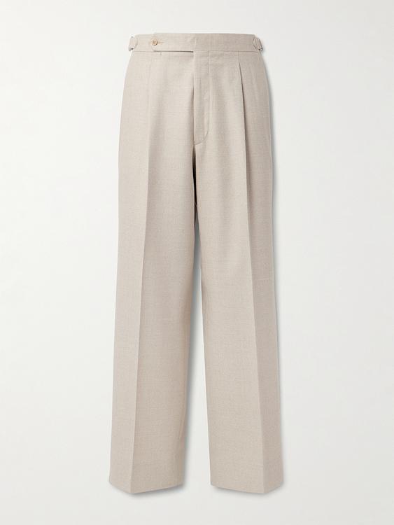 Beige wide-leg formal trousers from Stòffa