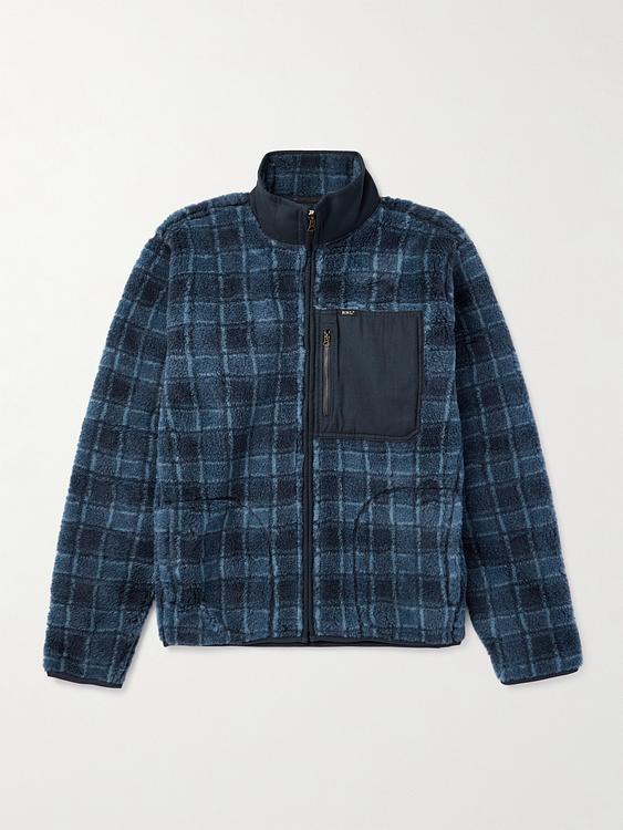 Checkered dark blue fleece jacket from RRL