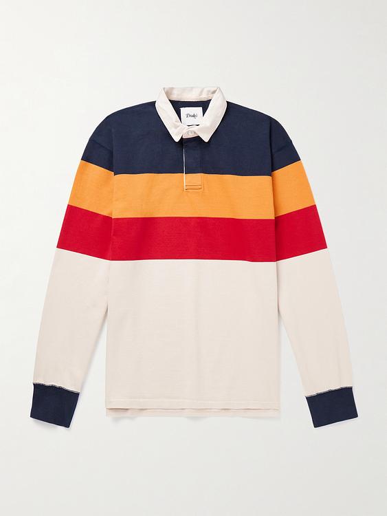 Striped multicolor long sleeve polo shirt from Drake's