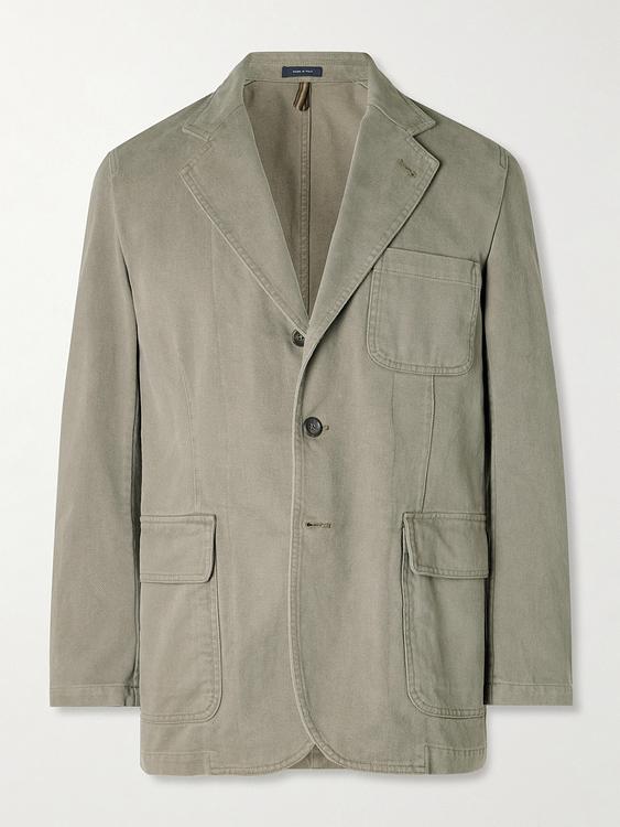 Taupe suit jacket from Drake's