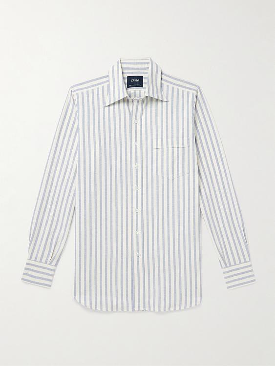 Striped white oxford shirt from Drake's