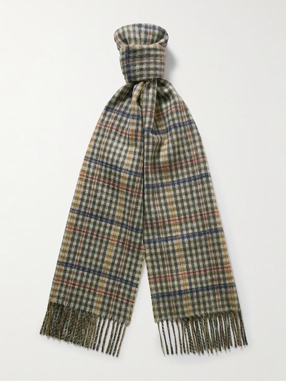 Checkered dark green scarve from Johnstons of Elgin