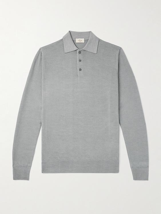 Grey long sleeve polo shirt from Altea