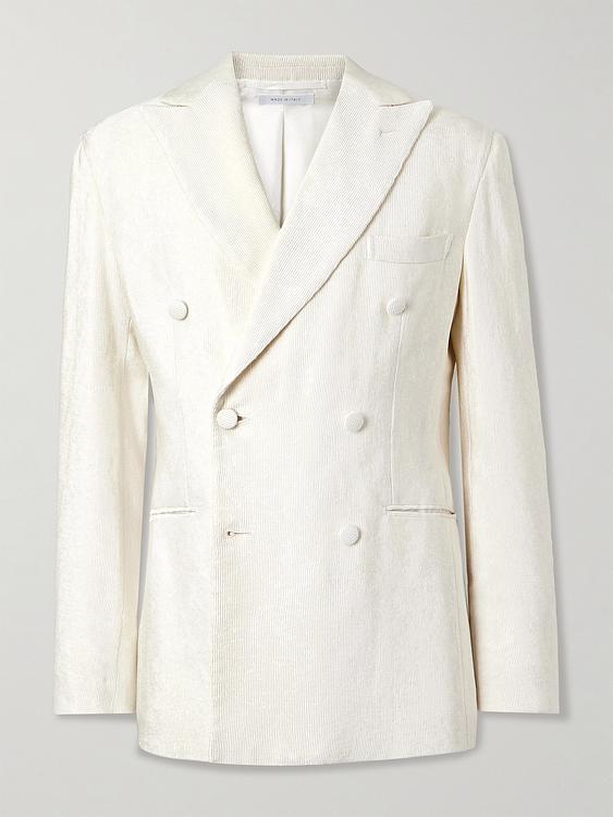 White double-breasted tuxedo jacket from Brioni