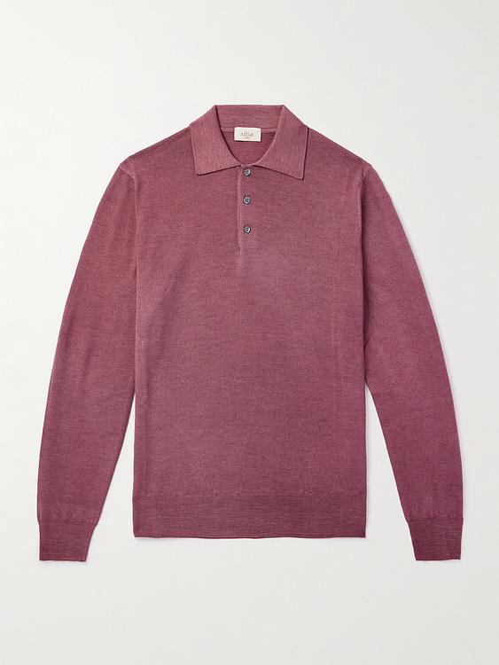 Purple long sleeve polo shirt from Altea