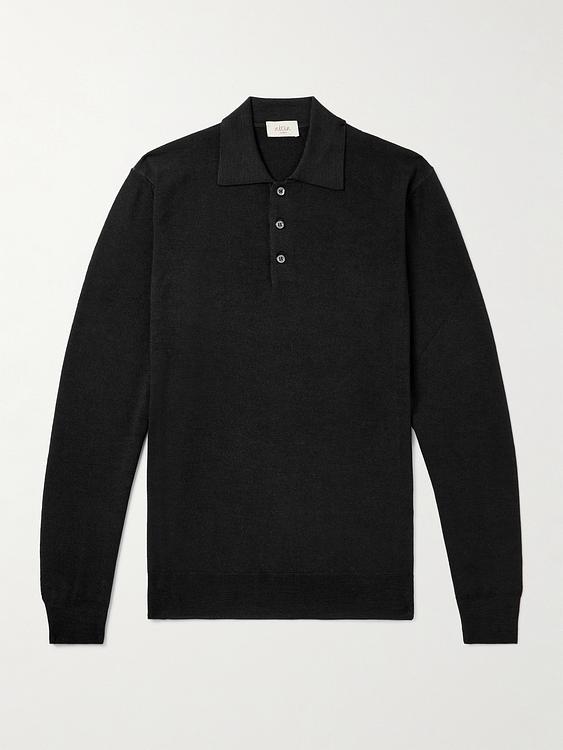 Black long sleeve polo shirt from Altea