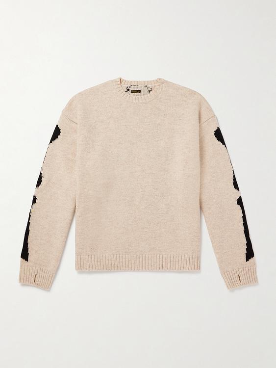Print beige sweater from Kapital