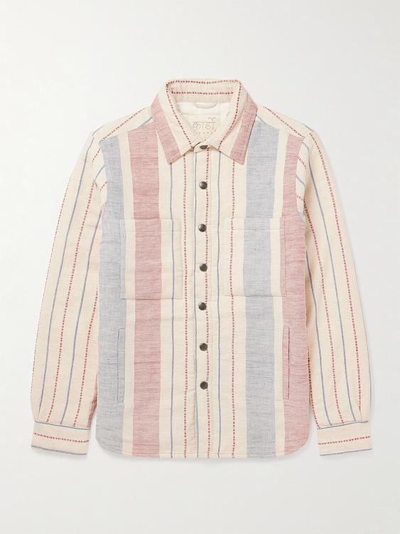 Striped beige casual shirt from Kardo