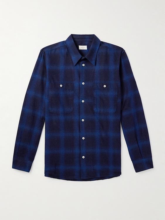 Checkered dark blue flannel shirt from Altea