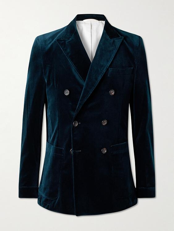 Dark blue double-breasted blazer from Oliver Spencer
