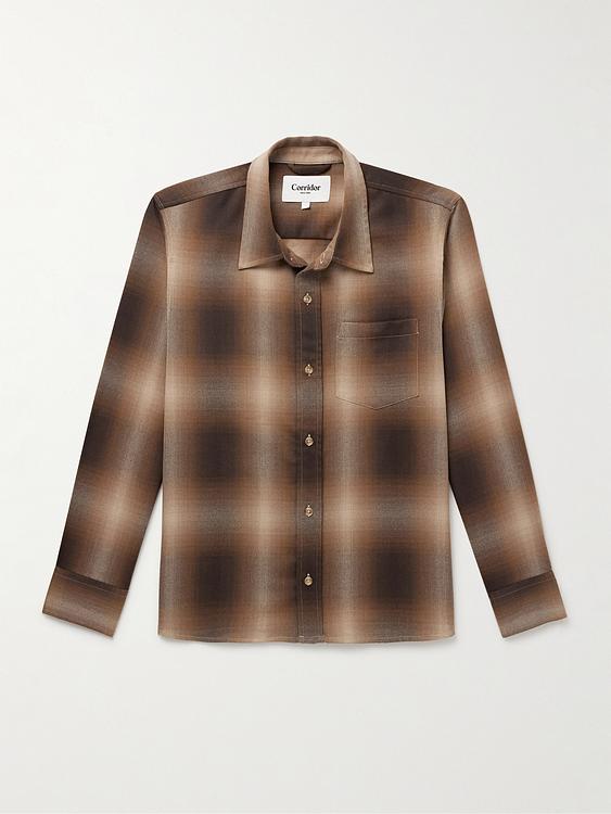 Checkered dark brown flannel shirt from Corridor