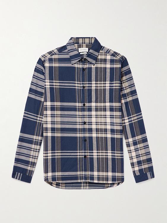 Checkered dark blue casual shirt from Oliver Spencer