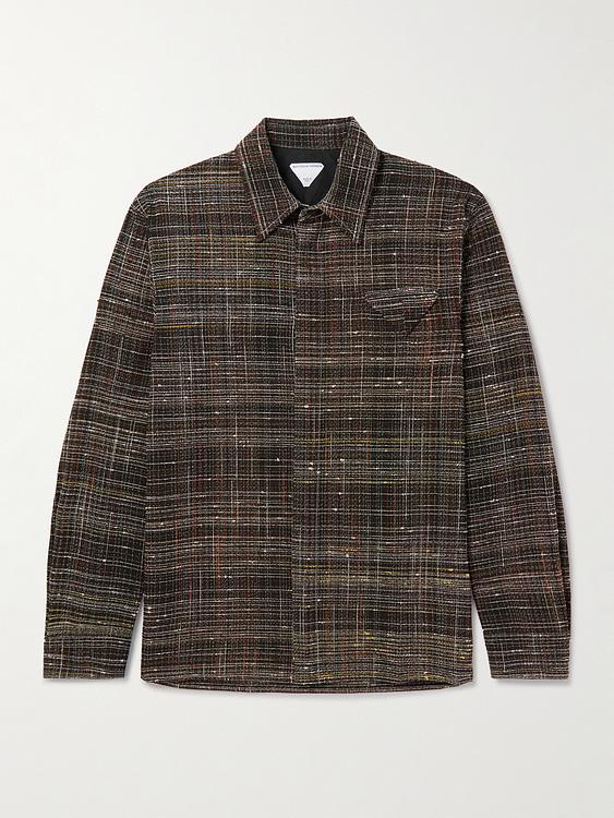 Checkered dark brown overshirt from Bottega Veneta