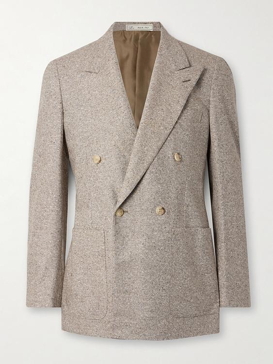 Grey double-breasted suit jacket from Umit Benan B+