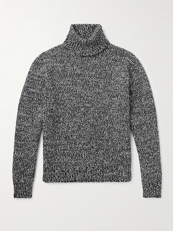 Black turtleneck from Loro Piana