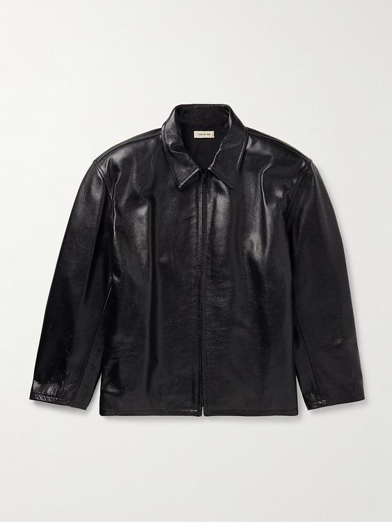 Black leather jacket from Fear Of God