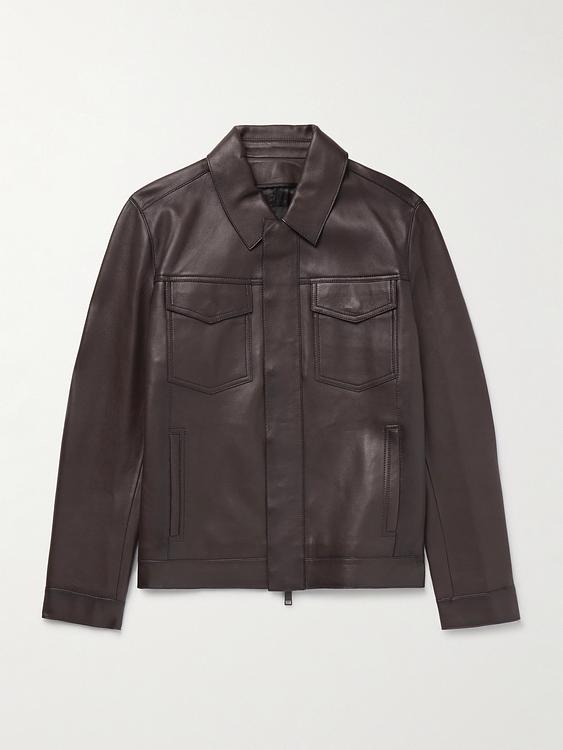Dark brown leather jacket from Yves Salomon