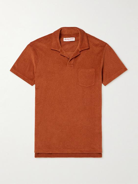 Dark red short sleeve polo shirt from Orlebar Brown