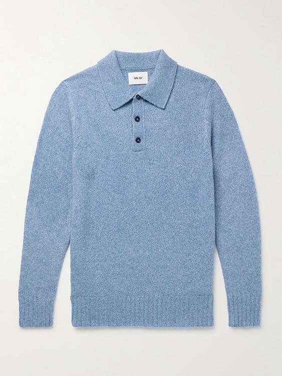 Blue long sleeve polo shirt from NN07