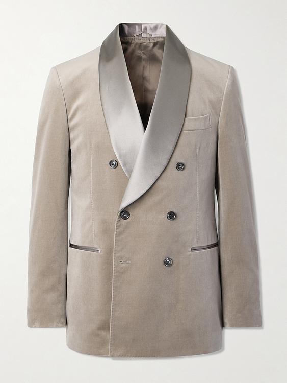 Grey double-breasted tuxedo jacket from Brunello Cucinelli