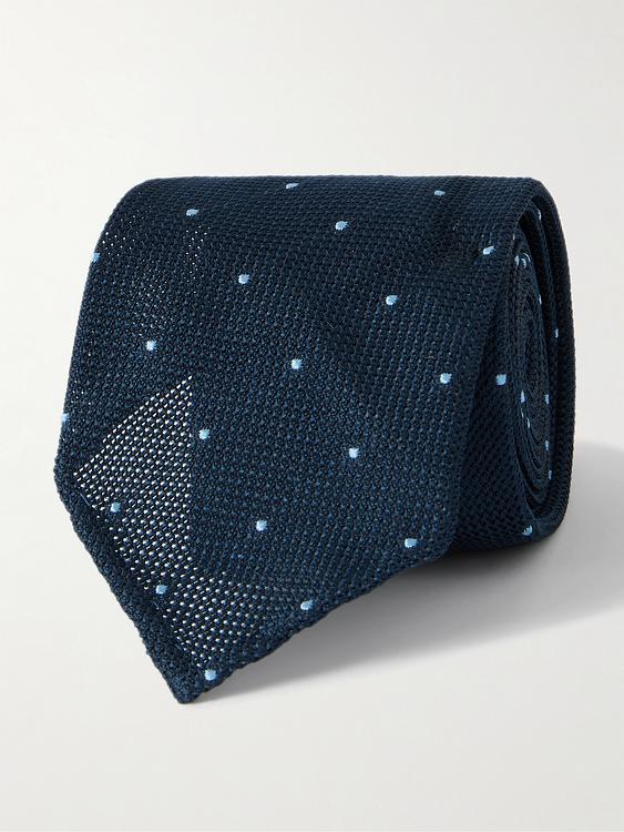 Dotted dark blue tie from Sid Mashburn