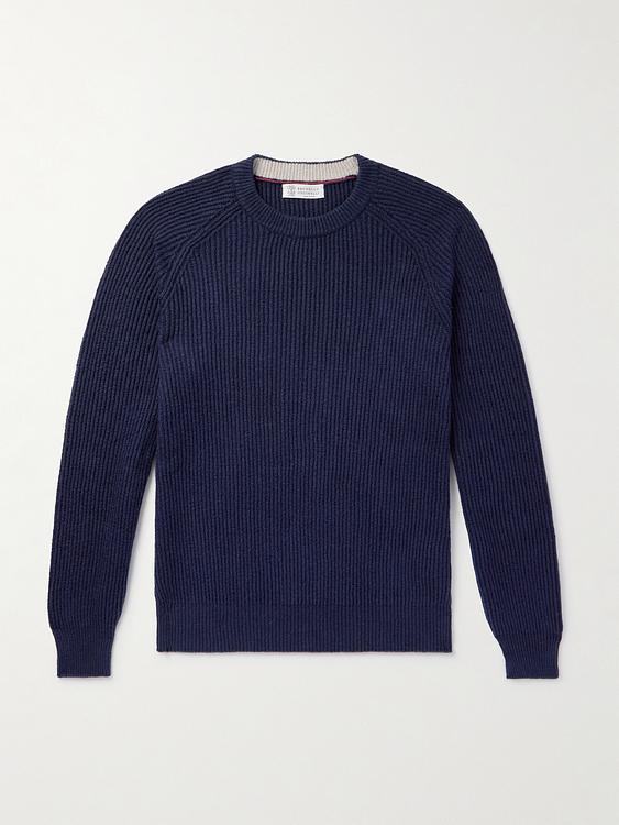 Dark blue sweater from Brunello Cucinelli