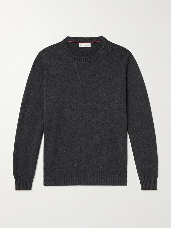 Black cashmere sweater from Brunello Cucinelli
