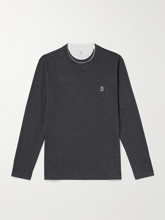 Dark grey long sleeve t-shirt from Brunello Cucinelli