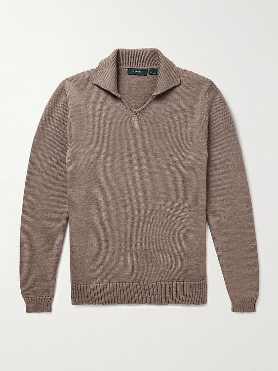 Grey long sleeve polo shirt from Incotex