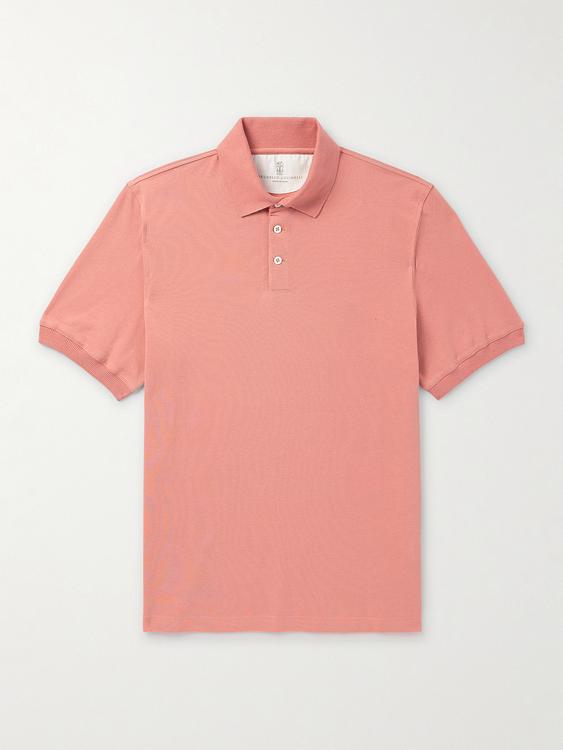 Peach short sleeve polo shirt from Brunello Cucinelli