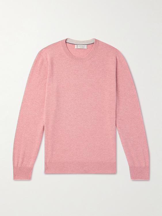 Peach cashmere sweater from Brunello Cucinelli