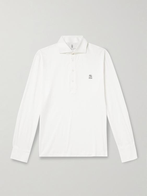 White long sleeve polo shirt from Brunello Cucinelli