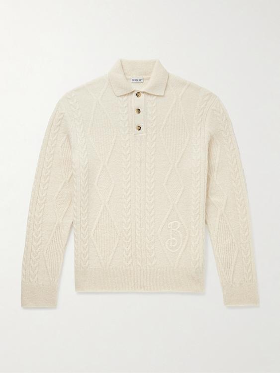 White long sleeve polo shirt from Burberry