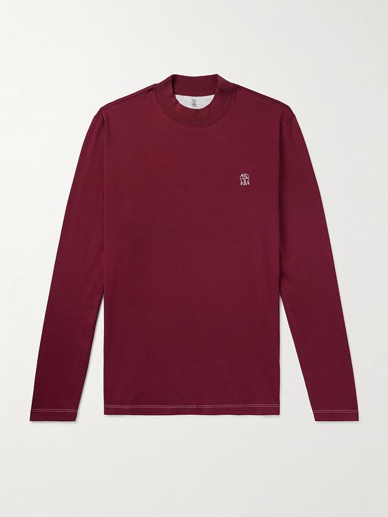 Dark red long sleeve t-shirt from Brunello Cucinelli