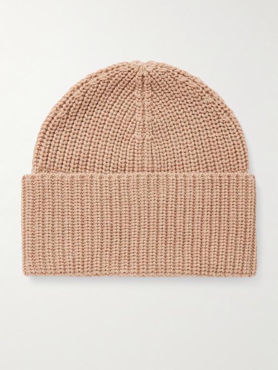 Taupe beanie from Brunello Cucinelli