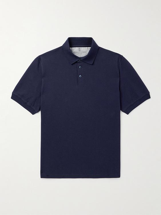 Dark blue short sleeve polo shirt from Brunello Cucinelli