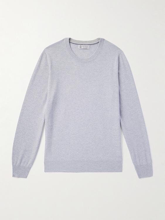 Grey cashmere sweater from Brunello Cucinelli