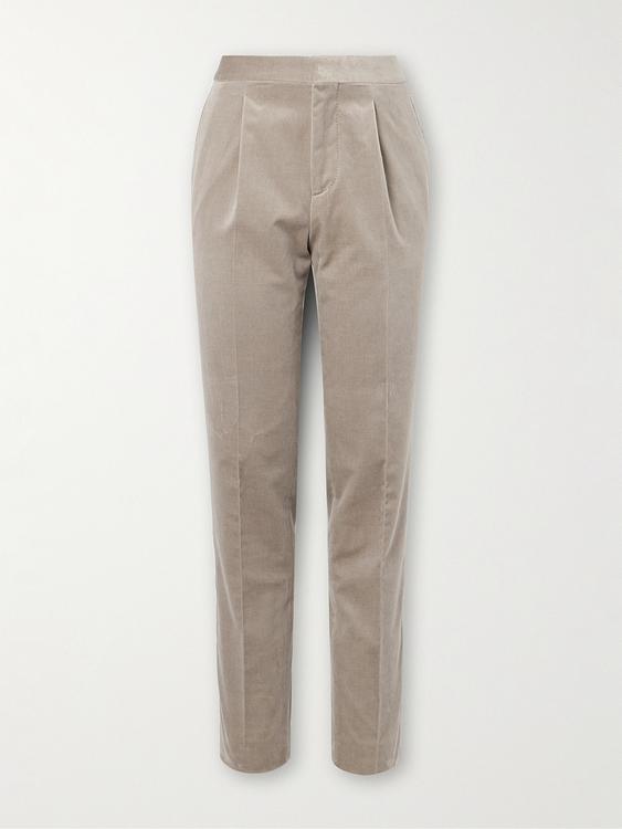 Grey tuxedo trousers from Brunello Cucinelli