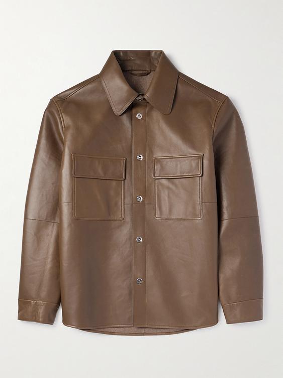 Taupe leather jacket from Loro Piana