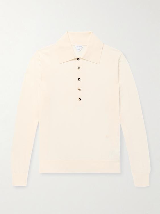 White long sleeve polo shirt from Bottega Veneta