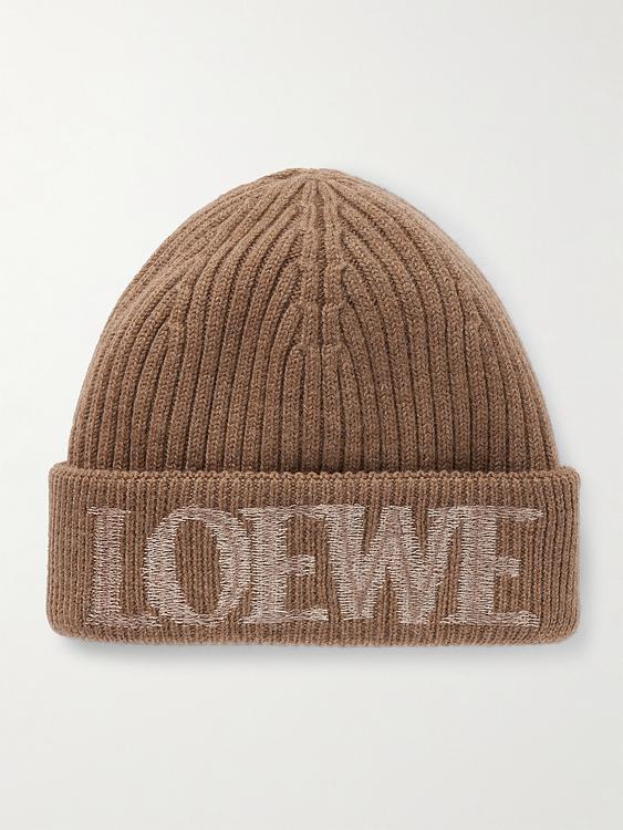 Print taupe beanie from Loewe