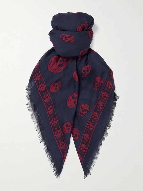 Print dark blue scarve from Alexander Mcqueen