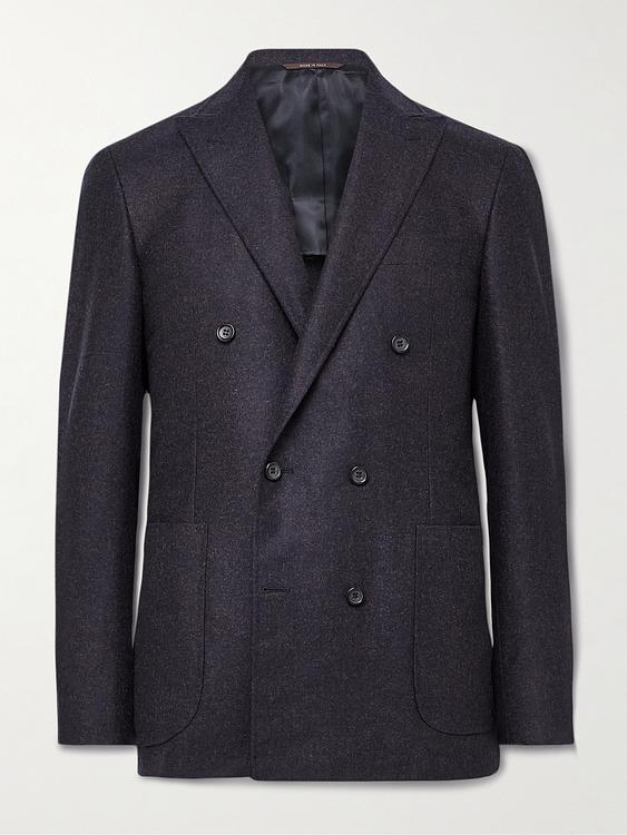 Black double-breasted suit jacket from Canali