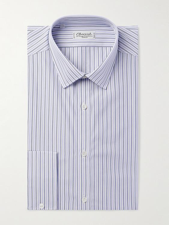 Striped light blue business shirt from Charvet