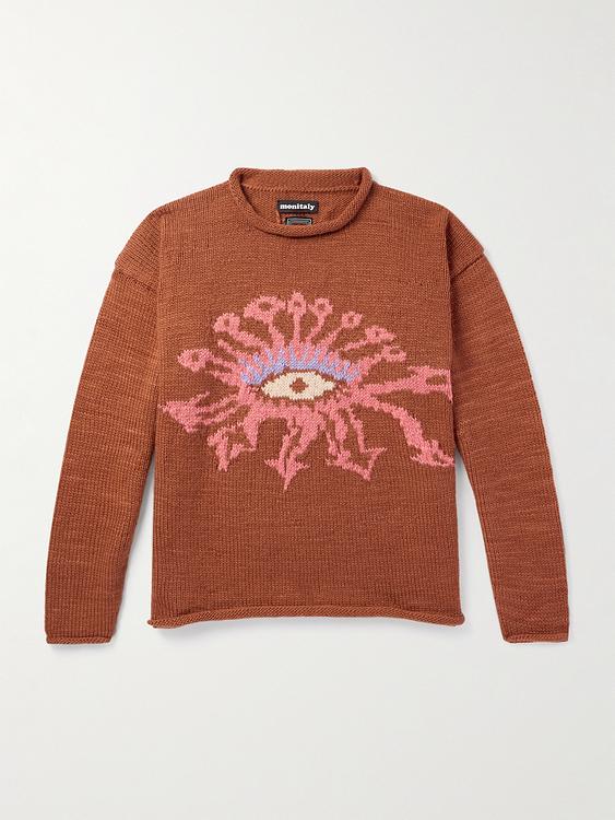 Print dark red sweater from Monitaly